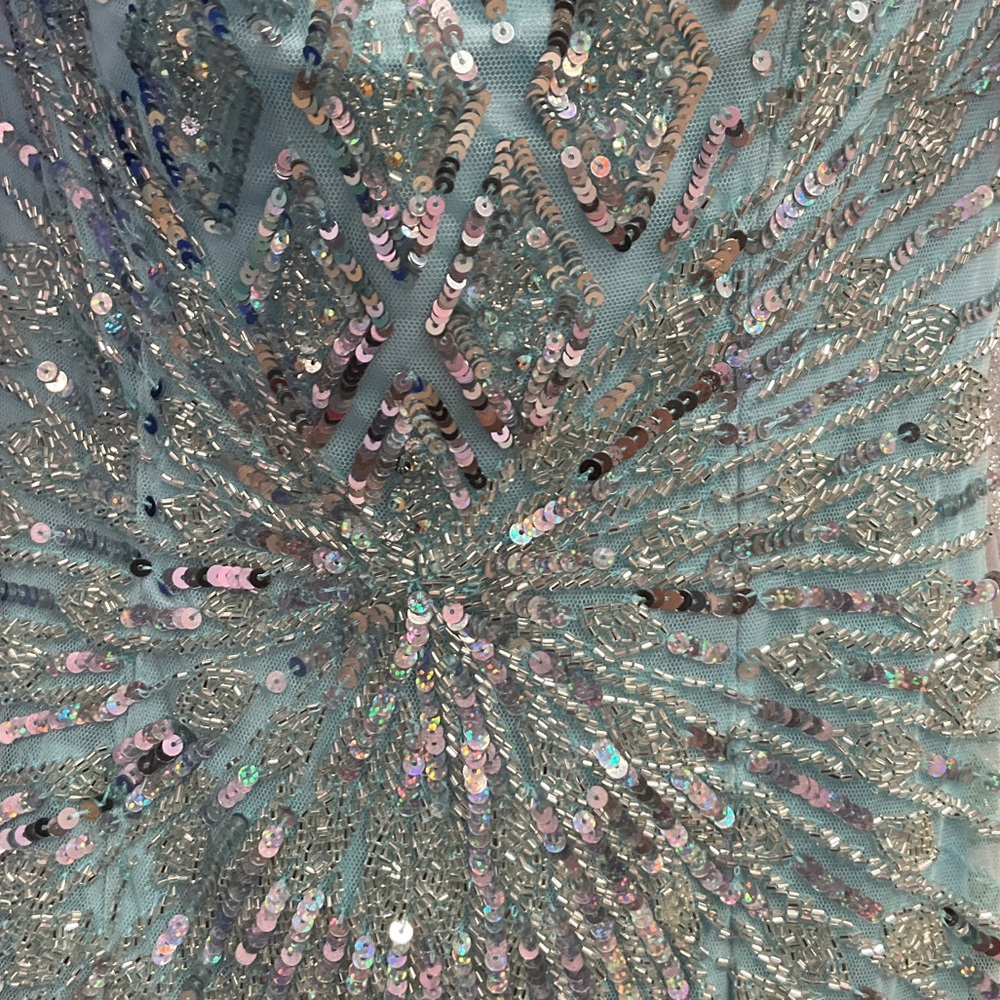 Primavera Couture Light Blue Sequin Prom Dress - Picture 3 of 4